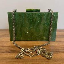 BORSA A TRACOLLA ZARA DONNA VERDE SCINTILLANTE ACRILICO SCATOLA CHIUSURA A CATENA 