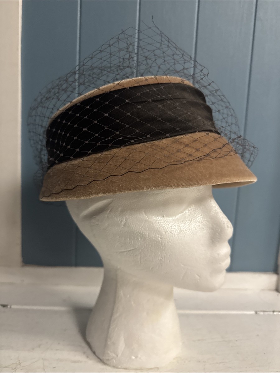 Vtg Fine Millinery By August Accessories Women\'s Velvet Tan Brown Hat w/ netting Vintage Hat Net Vintage Hats for Women for sale | eBay main image 3
