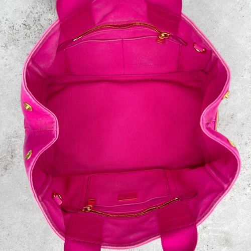 Prada | Authentic Vintage Canapa Fuchsia Pink Canvas Tote Bag Gold Hardware - Picture 7 of 16