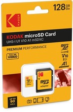 KODAK 128GB Class 10 UHS-I U1 MicroSDXC Card with Adapter 10x Write Speed Black