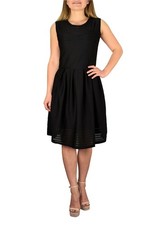Womens Striped Sleeveless Sundress Summer Tank Skater Mini Dress Black L