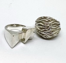 2 Rings Chunky Peruvian Sterling Silver 925 Handmade