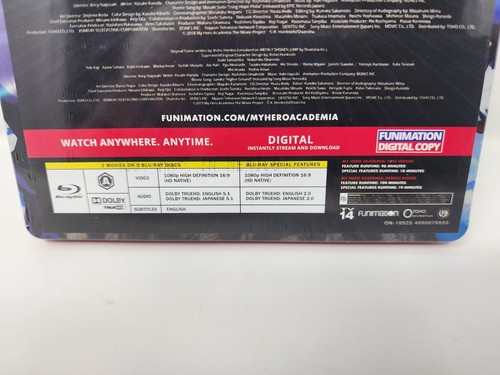 My Hero Academia Two Heroes Heroes Rising Blu Ray Steelbook FYE Exclusive Anime - Foto 3 di 7