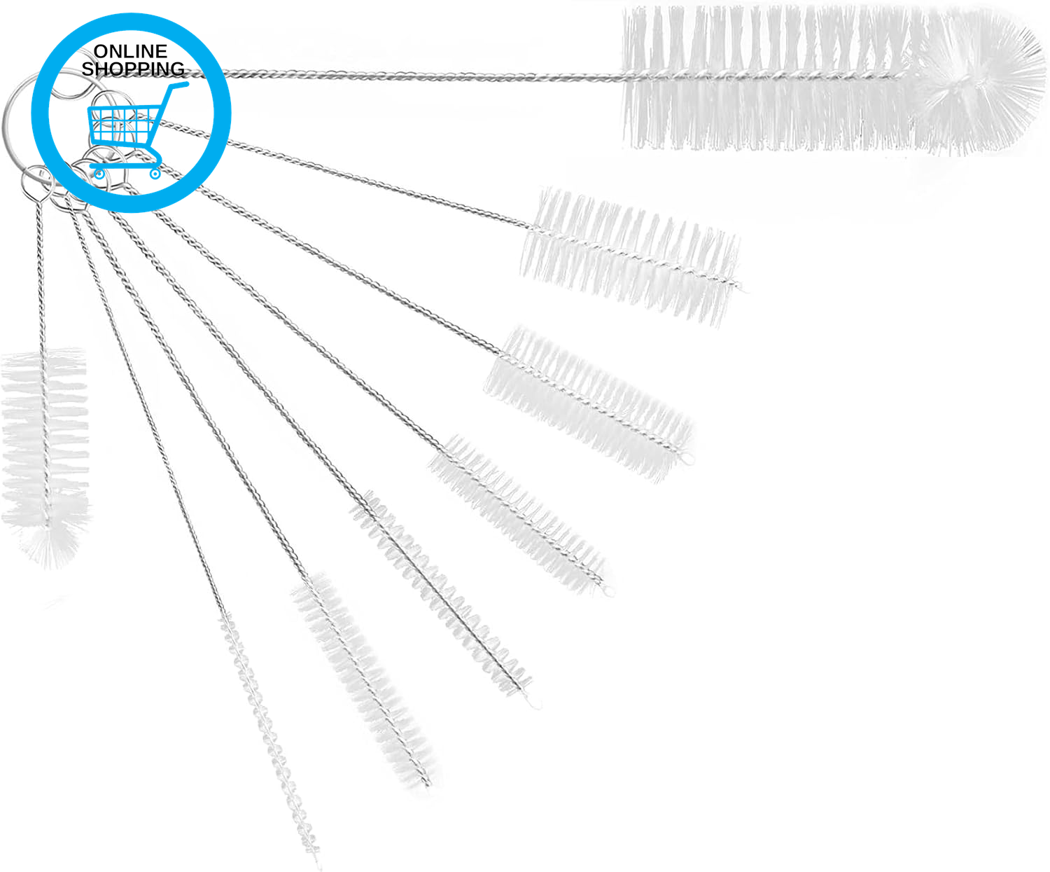 Bottle Brush, 8 Pcs Nylon Straw Cleaner Pipe Brushes for Cleaning Narrow Neck Wa