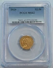 1929  Indian Gold Quarter Eagle $2.50 Coin PCGS graded MS62 Free Shipping!!