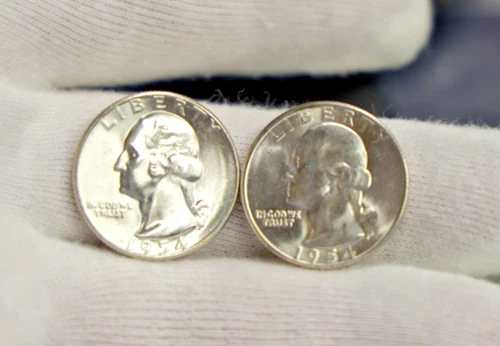 (2) 1954 S US Washington Quarters 25c Nice Unc From Original Roll