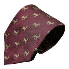 Polo Ralph Lauren VTG Maroon Brown Reindeer Silk AOP Tie 3.75 Width