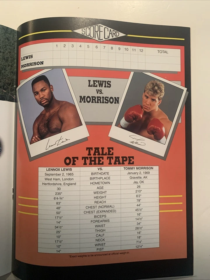 Lennox Lewis vs Tommy Morrison 1995 Official Program;  Gatti On Undercard - Image 2 of 4