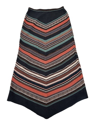 Peruvian Connection Knit Midi Skirt Size M Multicolor Angled Stripe Pima Cotton
