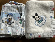 Vintage Mickey Mouse Crib Sheet And Blankets Set