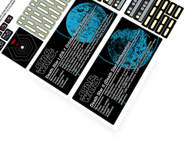 CUSTOM STICKERS for STAR WARS Set 10188 DEATH STAR +DS1/DS2 PLAQUE