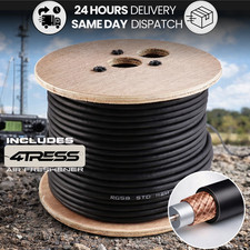 Black RG58 Coaxial Cable Drum Roller 50m 50 Ohm Stranded Coax CB Radio Reel+Airf