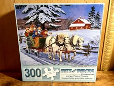 Bits and Pieces 300 Large Piece Family Sleigh Ride, Complete Used
