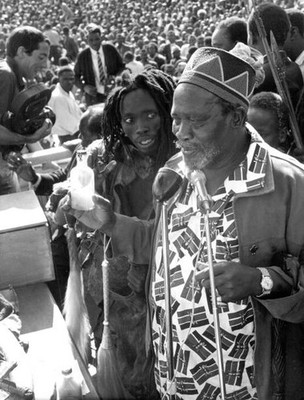 Kenya's Prime Minister Jomo Kenyatta shouted during a speech on De- Old Photo