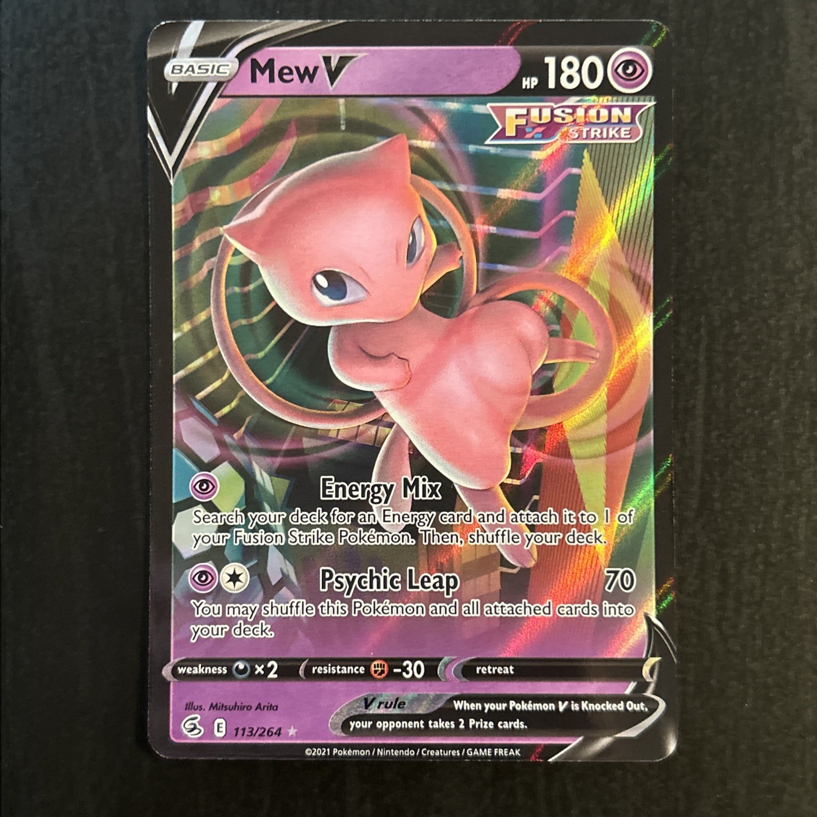 Mew V 113/264 Holo V Rare Fusion Strike NM Pokemon
