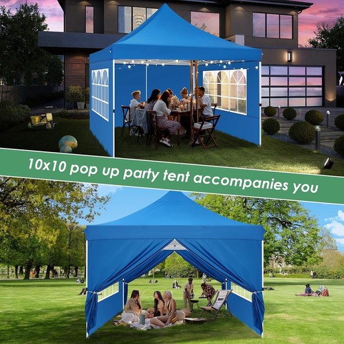 10'x10' Pop-Up Canopy Tent with 4 Removable Sidewalls Outdoor Canopy for Parties - Bild 44 von 61