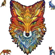 Unidragon Wooden Puzzle "Fiery Fox", 308 Pieces, King Size, 10.6"x15.7"