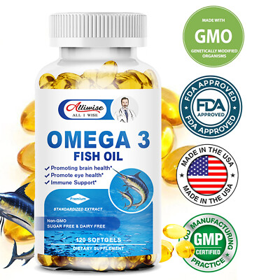 Triple Strength Omega 3 Fish Oil 3600mg Wild Alaska Pollock Burpless 120Softgels
