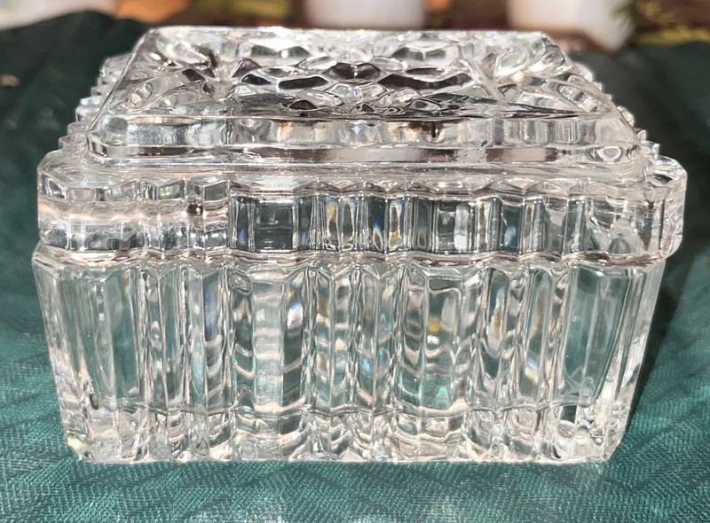 Vintage Crystal Clear Glass Ashtray Or Trinket Box