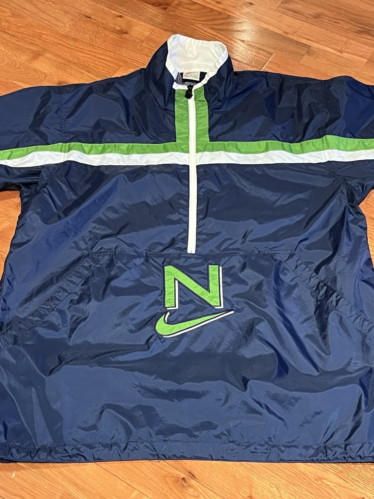Nike Mens 1/2 Zip Vtg Windbreaker Jacket Pullover Center Swoosh Vented Blue L