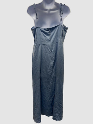 danielle bernstein satin midi dress Danielle Bernstein Black Satin V-Neck Midi Dress Size 8 NWT