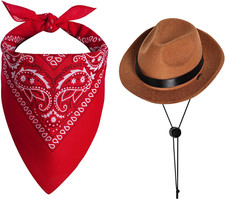 Dog Halloween Costumes Pet Cowboy Costume for Dogs Cat Cowboy Hat with Bandana S
