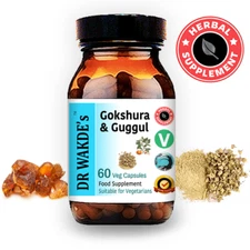 DR WAKDE'S Gokshura & Guggul Capsules | 60 Veg Caps | Ayurvedic Supplement | ...