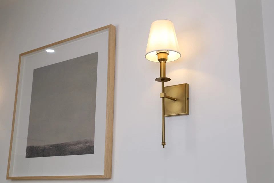 2 x Industrial Wall Lamp White Fabric Shade Sconce Bedroom Bedside Light Fixture - Image 2 of 4