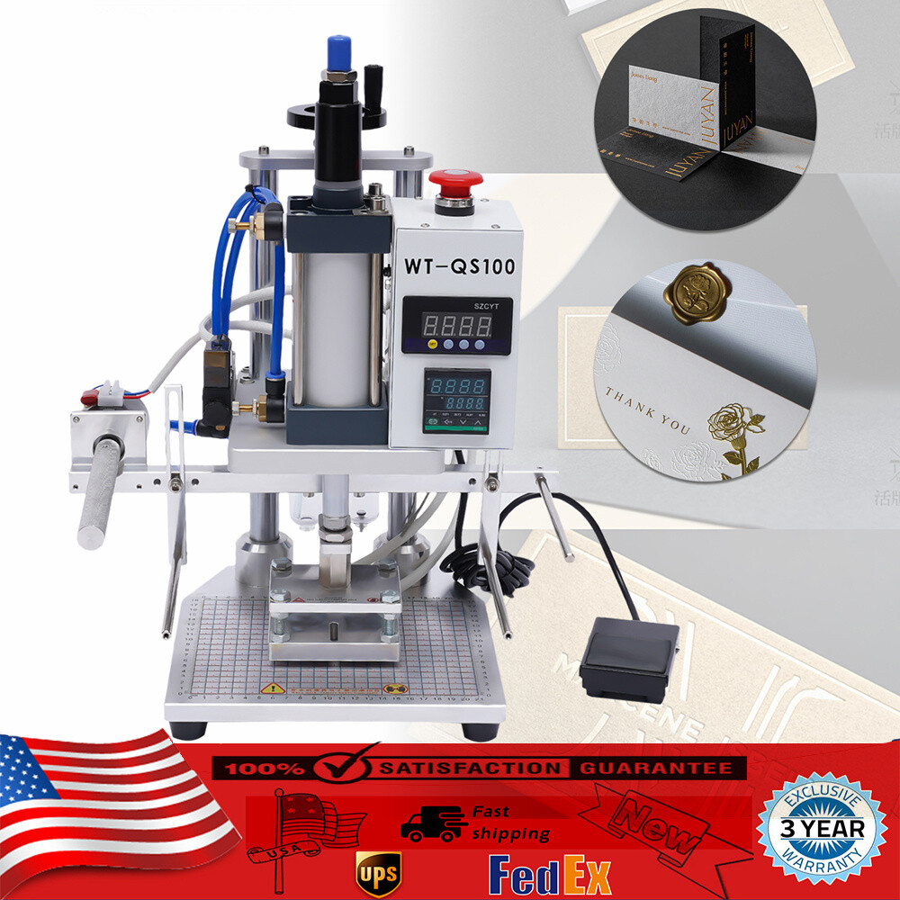 Hot Foil Stamping Machine 550W Air Pneumatic For Leather PU Logo Press 8x10cm