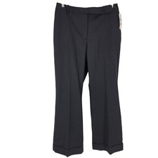 VTG Black Wool Blend Pants 12 Cuffed Trouser Minimalist Classic Career Preppy