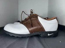 Nike Air Golf Shoes Kempshall Last Mens 9 White Brown Golf Spike