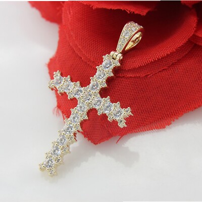 2 kt massiver 925 Silber IGI zertifiziert im Labor gezüchteter Diamant Damen Kreuz Anhänger