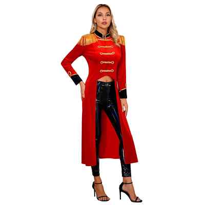 New Women's Victorian Red Steampunk Tailcoat Long Sleeve Gothic Punk Blazer