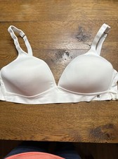 Lucky Brand Size 38D Wireless Padded T-Shirt Bra Back Closure White Adjustable