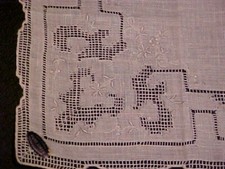 Vintage Madeira Linen Wedding Hanky w/ Tiny Flowers 47280