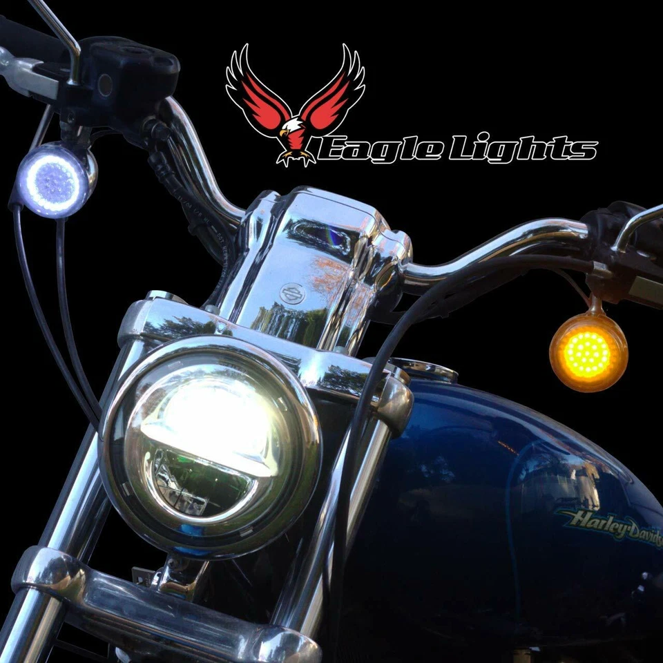 Eagle Lights 2" LED Front Harley Davidson Turn Signals with Halo Running Light - Image 2 of 4