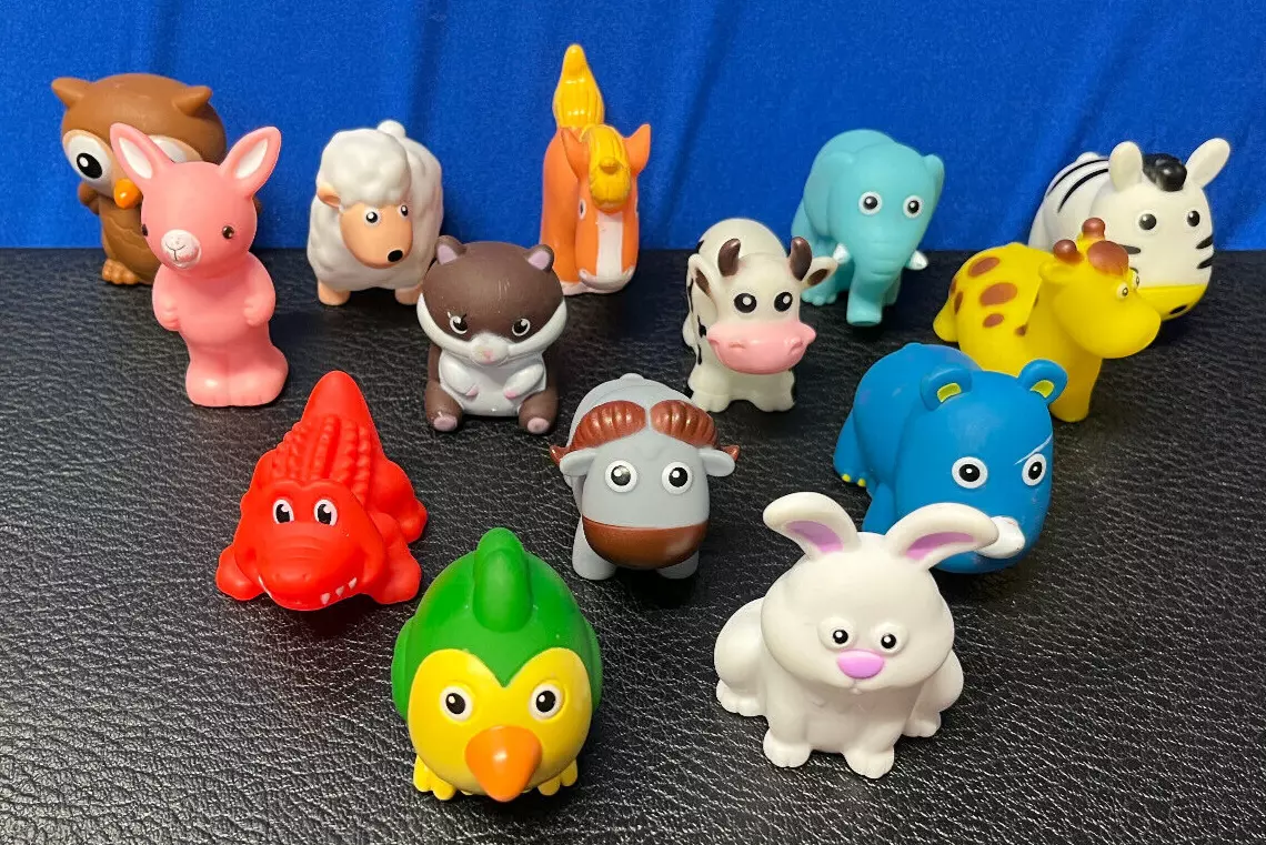 Zoo Jungle Woodland Farm Animal Figure Toy Lot (14Pcs) 3 Small Plastic  vinyl