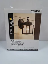 Portfolio Outdoor Wall Lantern Matte Black Finish and Clear Glass 4.7x6.1x8.25"