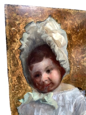 Mary CASSATT ? Impressionism Oil Painting - Portrait of a Girl White Hat