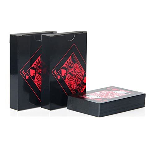 WANGCL 2 Set di carte da poker impermeabili, PVC nero e blu da gioco, (W4Y)