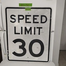 Road Traffic Street Sign Authentic Retired Speed Limit 30 30"X24" Lot 12-651