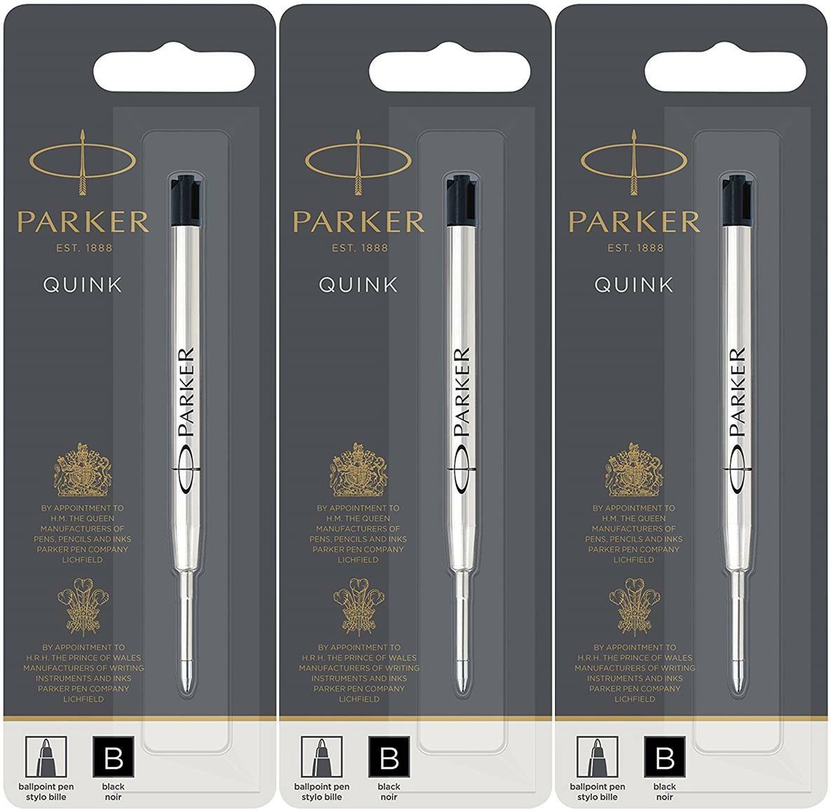 Parker Quink Ballpoint Pen Refills, Broad Point, 3 Packs of 1 Refill