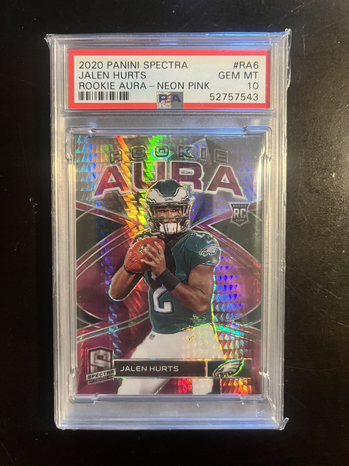 Jalen Hurts Panini Spectra Rookie Aura #RA6 Neon Pink