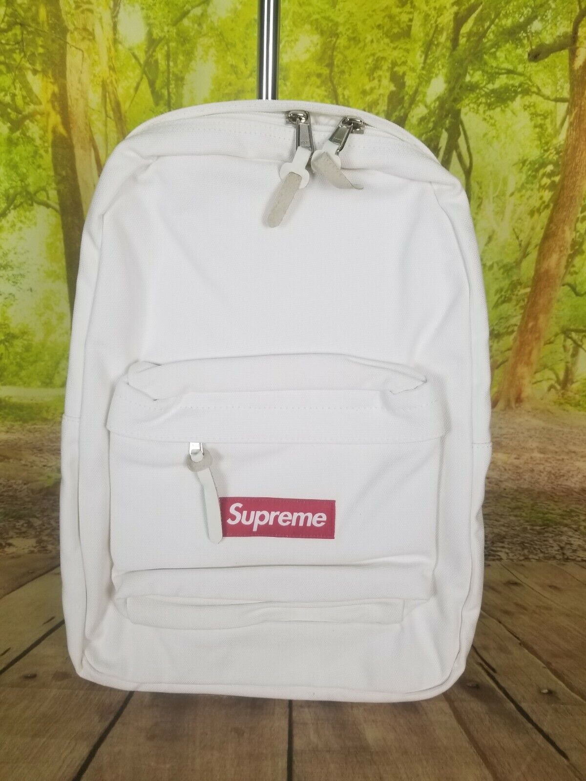 Supreme Mens White Canvas Causal Backpack One Size New