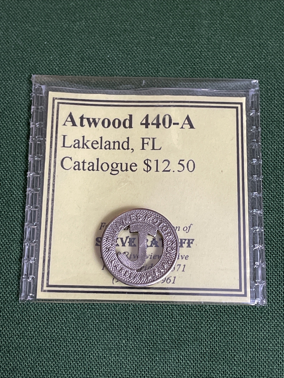 H. T. James Motor Co Lakeland FL Transit Good For One Fare Token Atwood