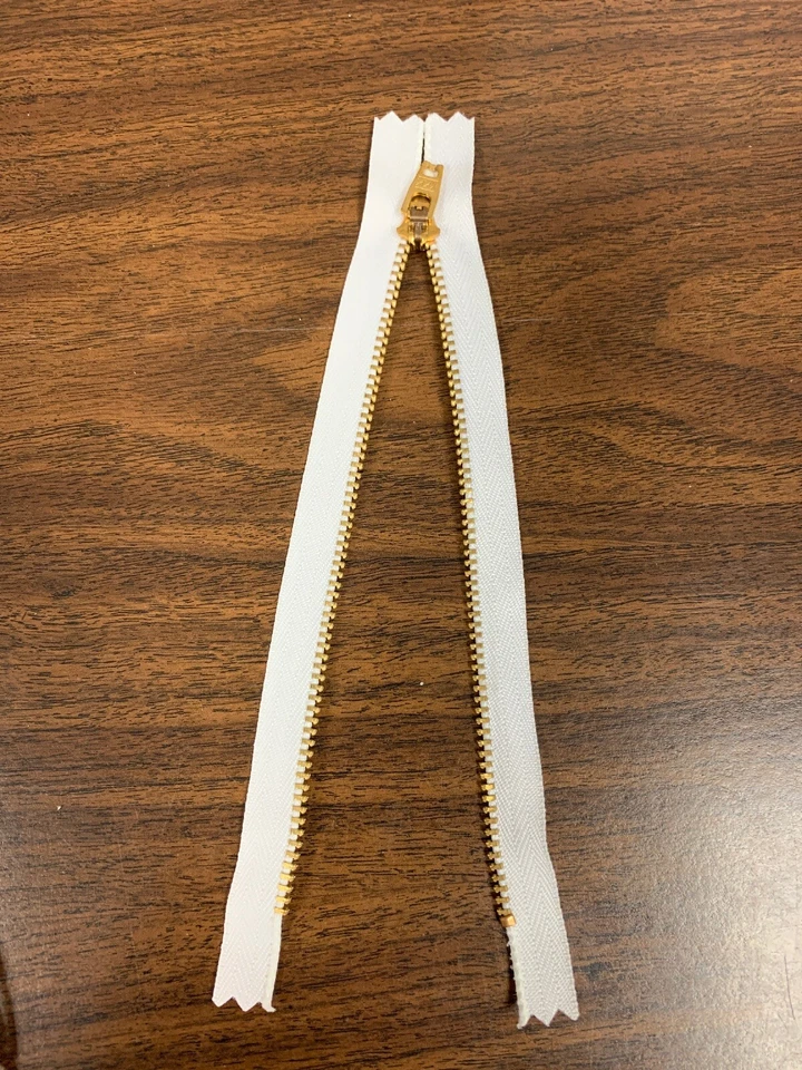 Cremallera 6.5” YKK Amarillo Latón Cremallera Para Jeans Lote de 10 Blanco Foto 2 de 3