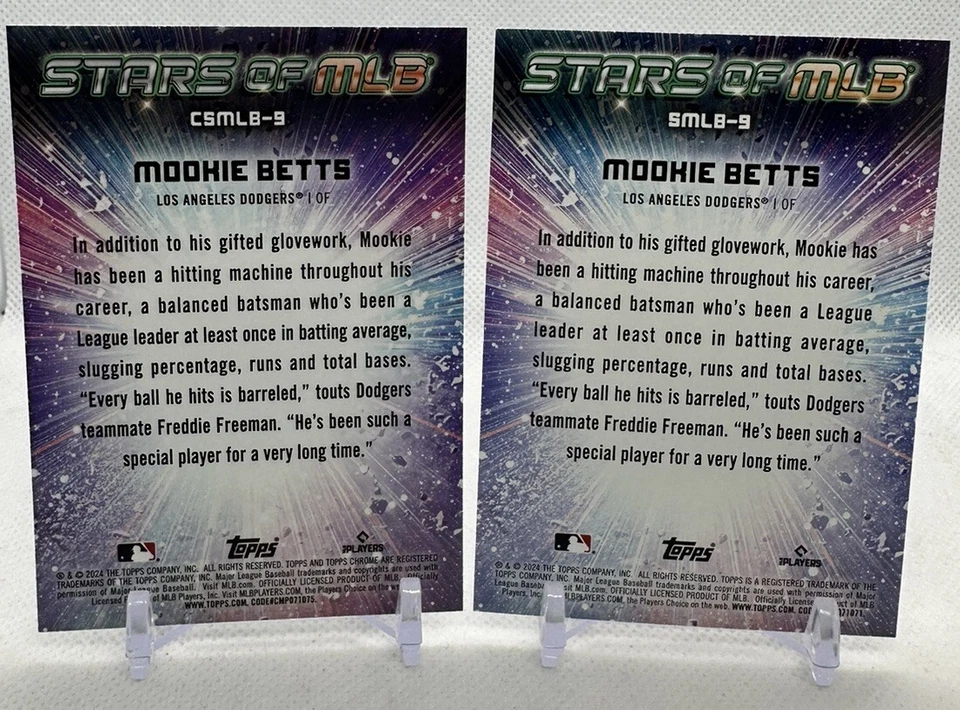 Mookie Betts 2024 Topps Series 1 #SMLB-9 & #CSMLB-9 Stars of MLB Dodgers Lot - Image 2 of 2