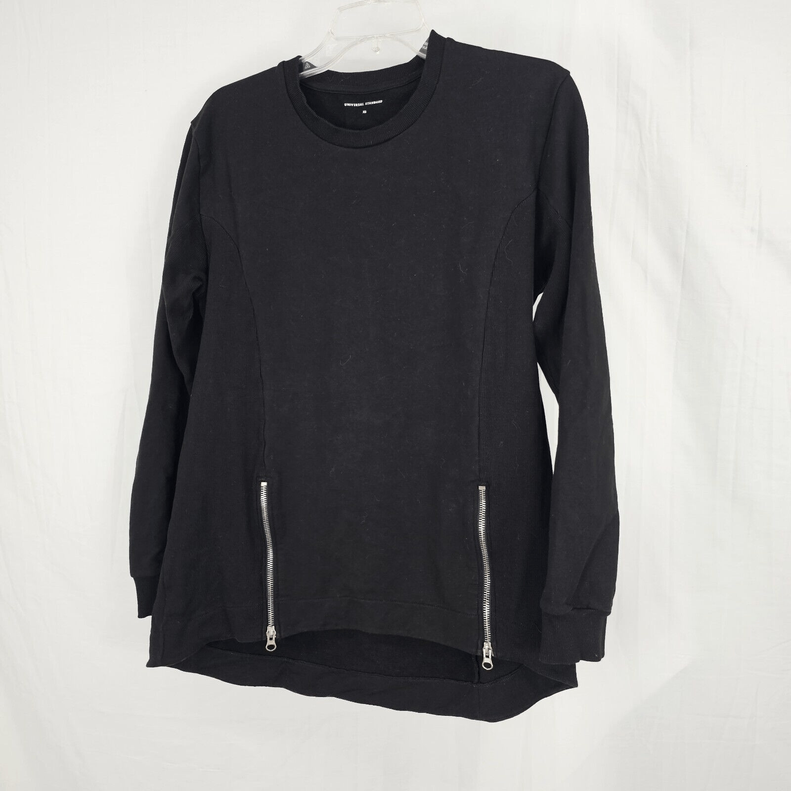 Universal Standard Black Pullover Sweatshirt Zip … - image 1