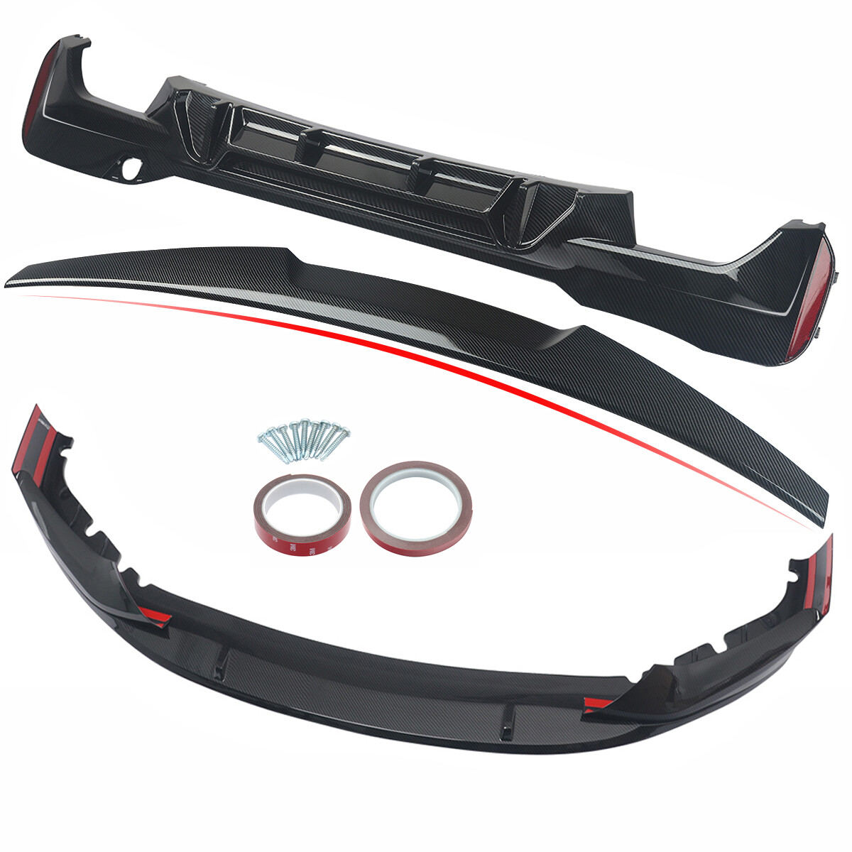 3 Pcs FOR BMW G30 530i 540i 2017On M Sport Bodykits Splitter Spoiler