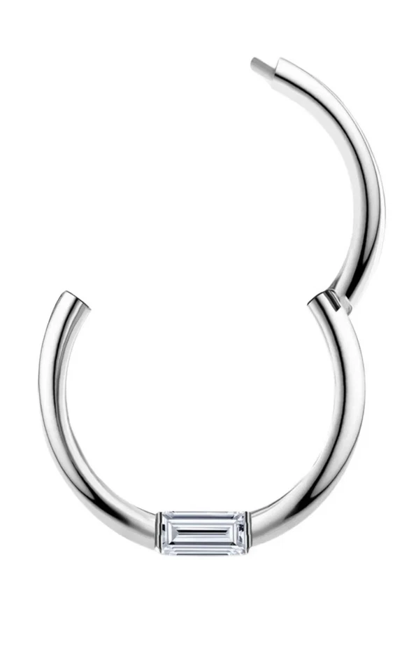 Anillo nariz con bisagras clicker tabique daith hélice caracola baguette natural oro 14k Foto 4 de 4